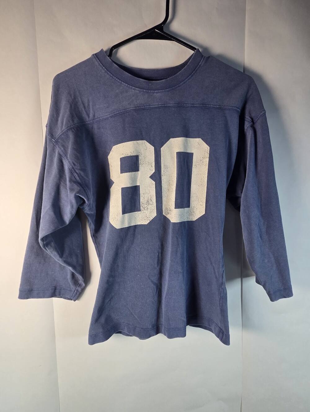 Zara Blue Long Sleeve Tee with White "80" Graphic